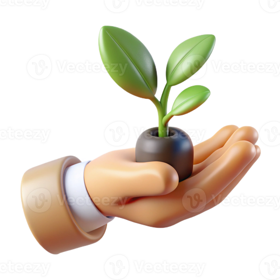 stunning abstract A close-up of a human hand holding a small plant, symbolizing growth and nurturing, soft lighting, minimalist style genuine png