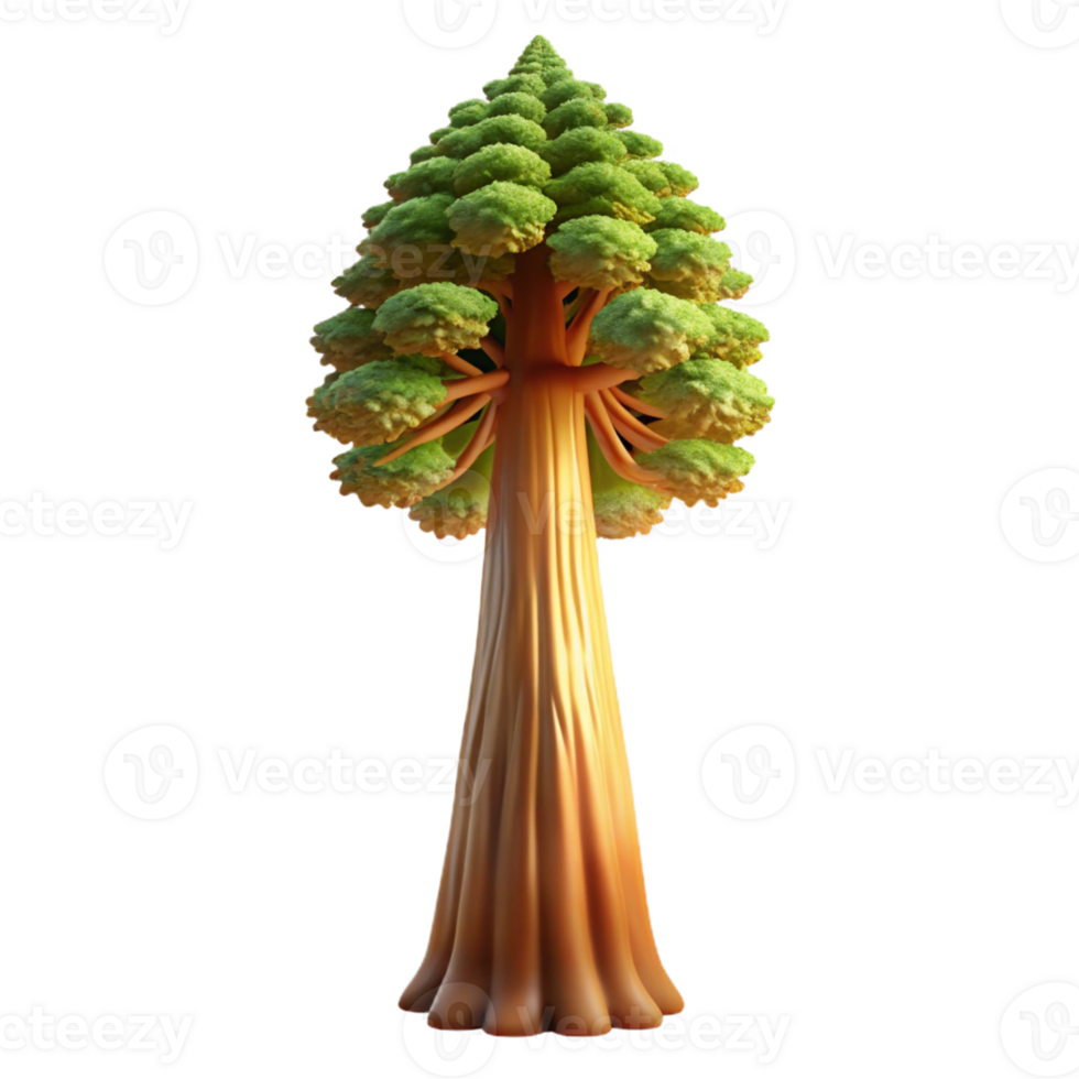 serene contemporary A giant sequoia tree reaching towards the sky, soft golden light, majestic style exclusive png