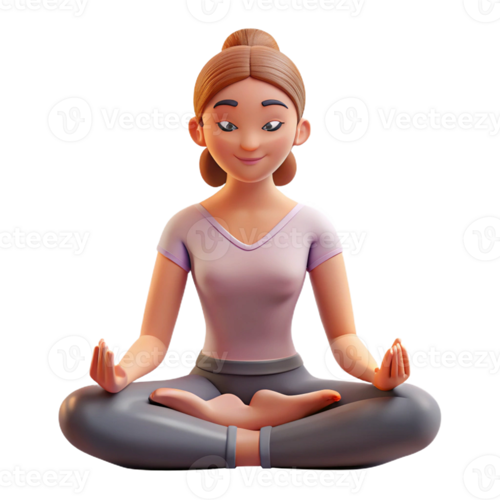 beautiful creative Portrait of a woman with a serene expression, practicing yoga, lit by soft, diffused light, in a spiritual style high resolution png