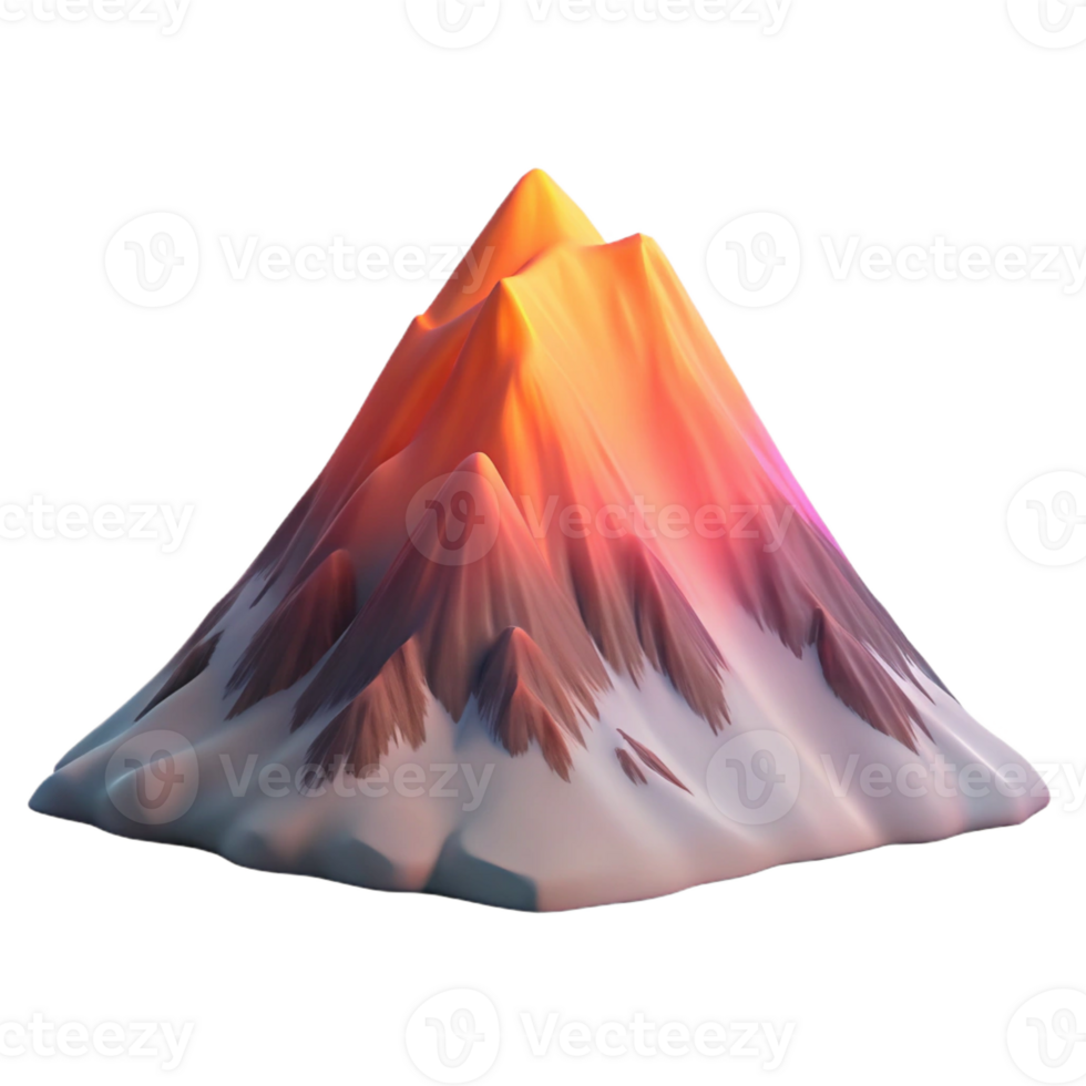 impressive rustic A snow-covered mountain peak at sunrise, pink and orange hues, breathtaking style high quality png