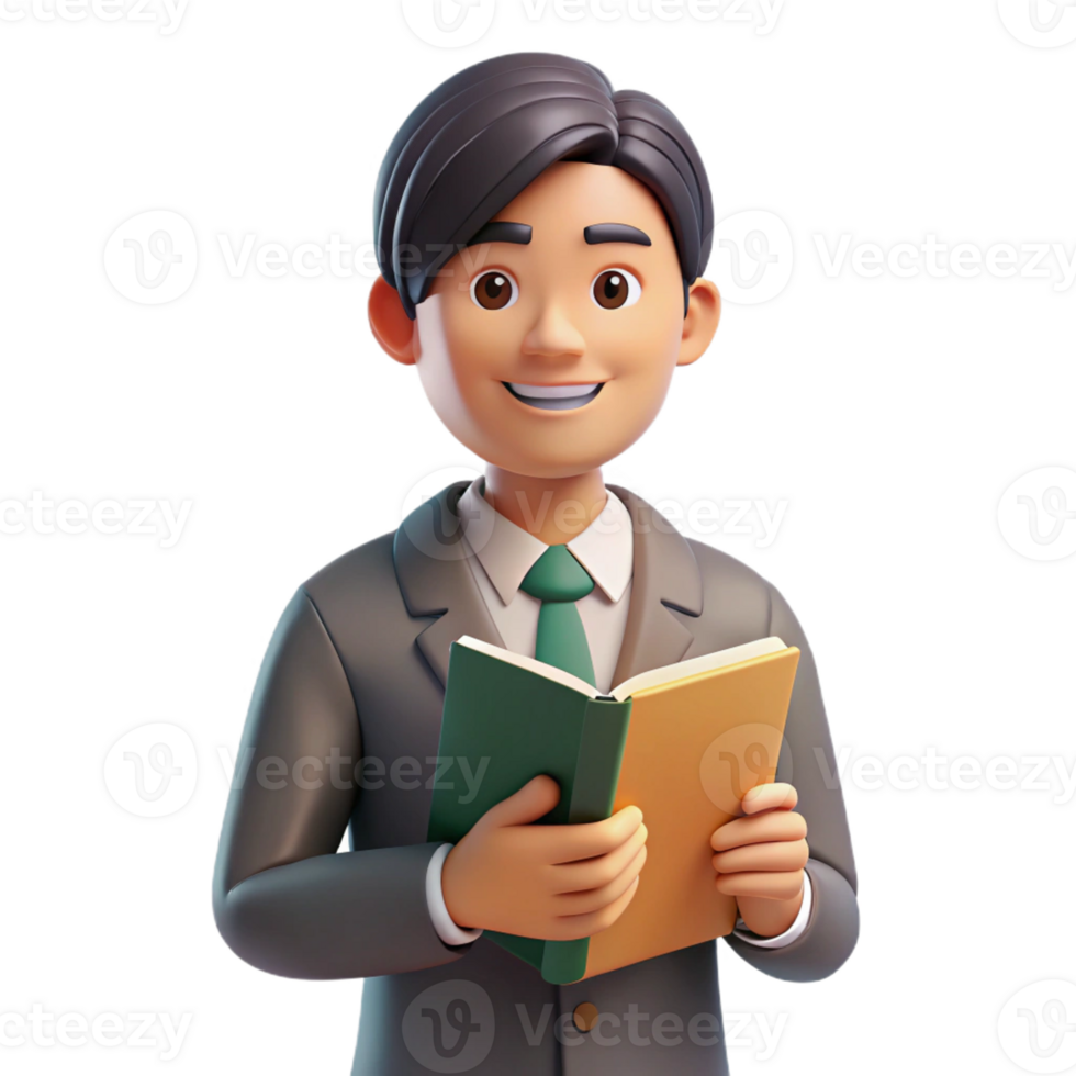 impressive classic Portrait of a teacher with a kind smile, holding a book, lit by the warm light of a classroom, in a classic portrait style professional png