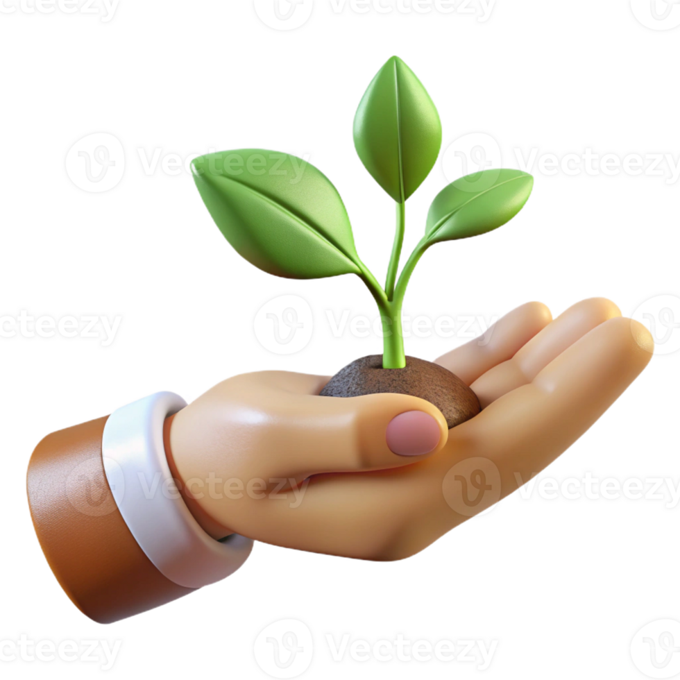 beautiful contemporary A close-up of a human hand holding a small plant, symbolic of growth and nurture professional png