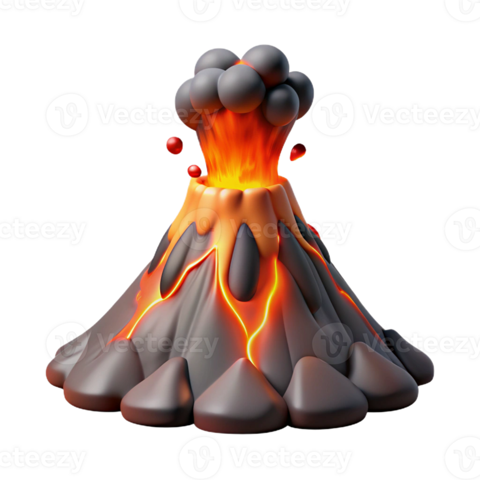 dramatic creative A volcanic eruption spewing lava and ash, dramatic lighting, realistic style professional png