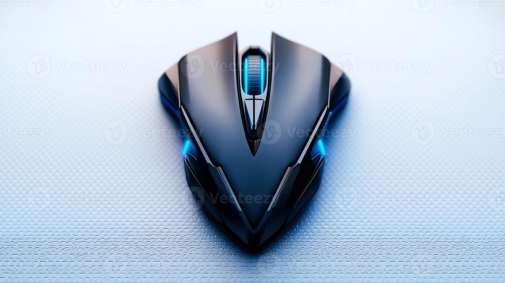 Sleek modern gaming mouse design with glowing accents on a textured background photo