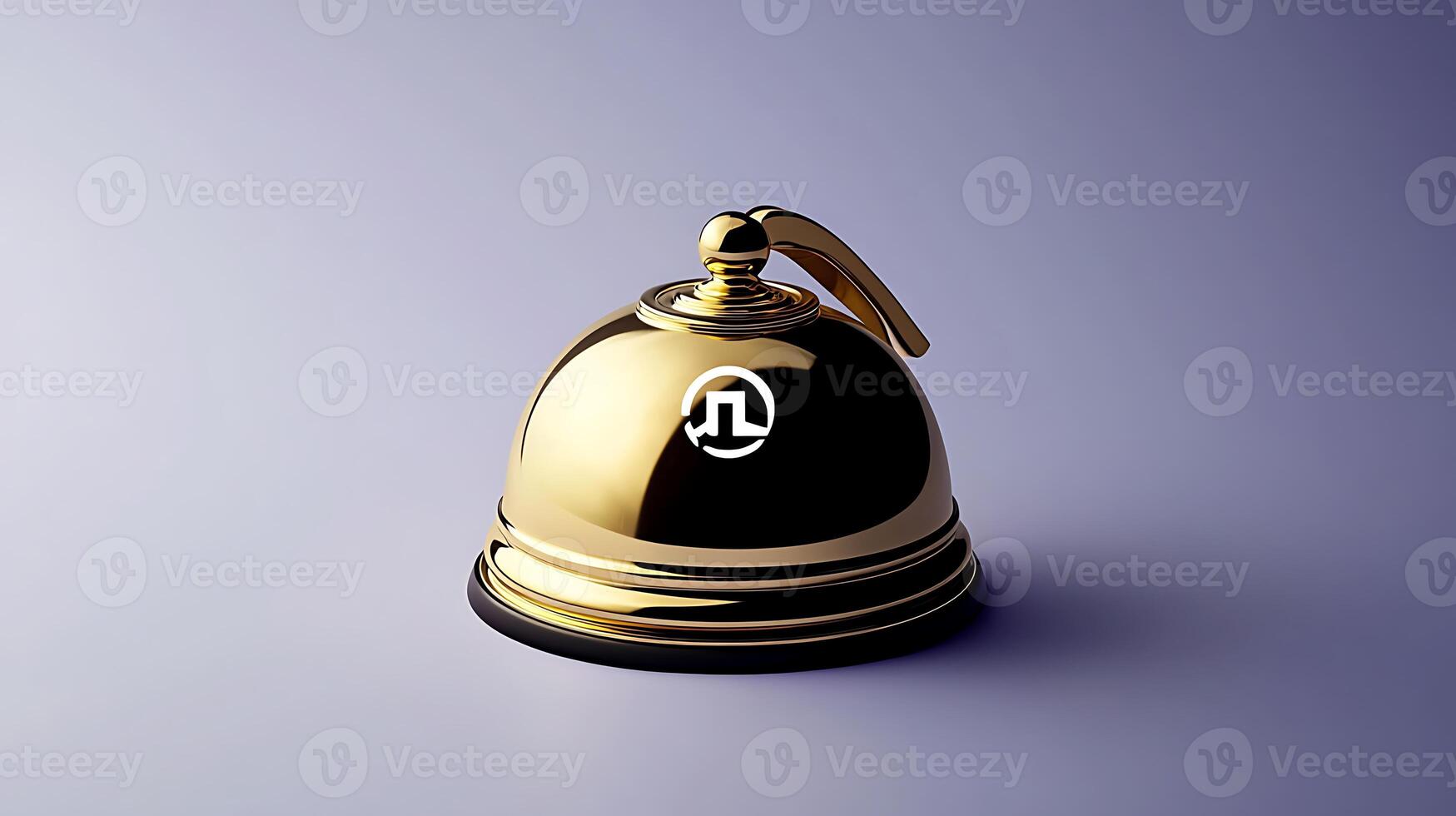 Shiny golden service bell on a smooth gradient background, symbolizing hospitality and service photo