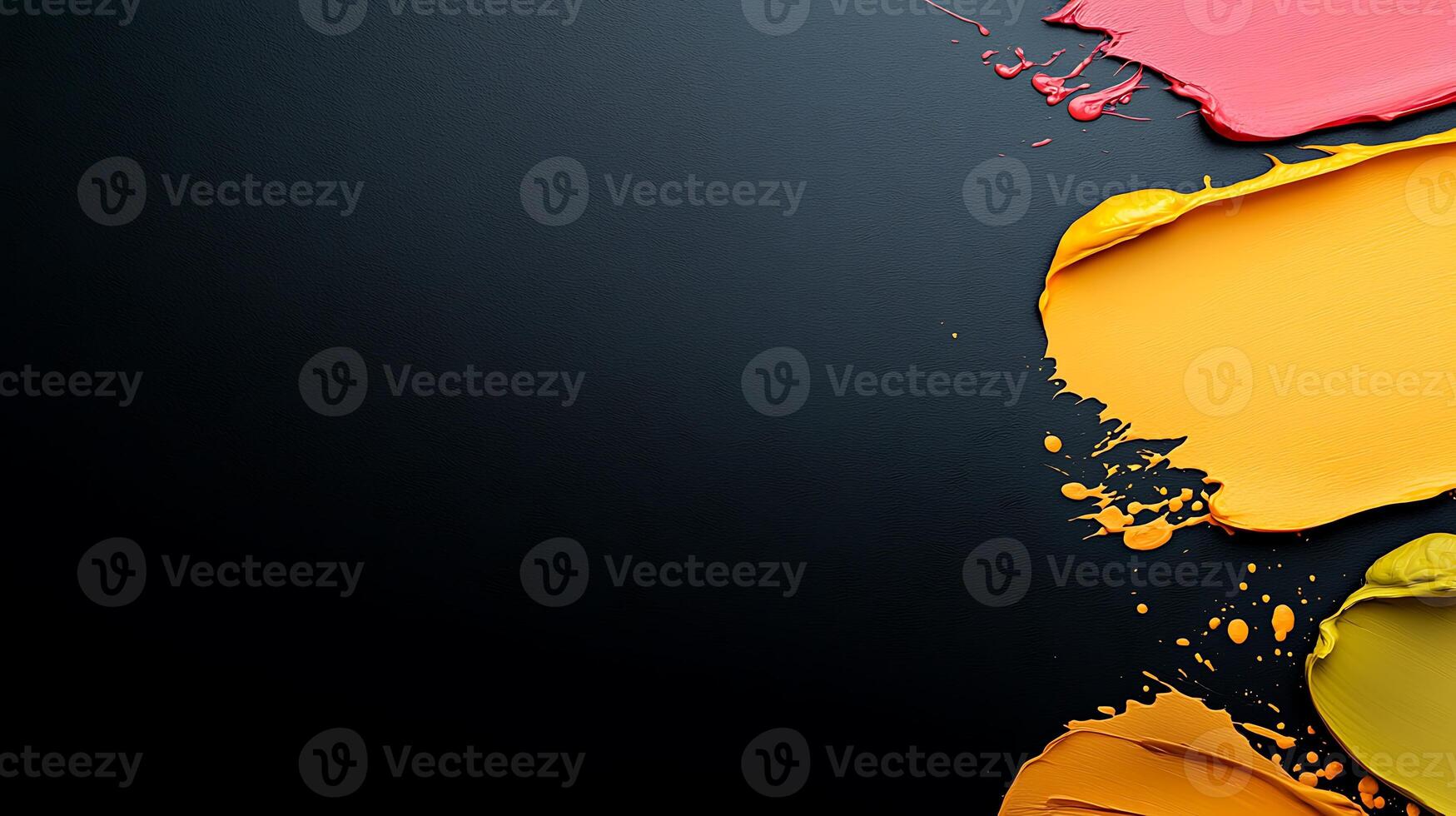 Vibrant paint strokes in bright colors against a dark background, showcasing artistic creativity photo