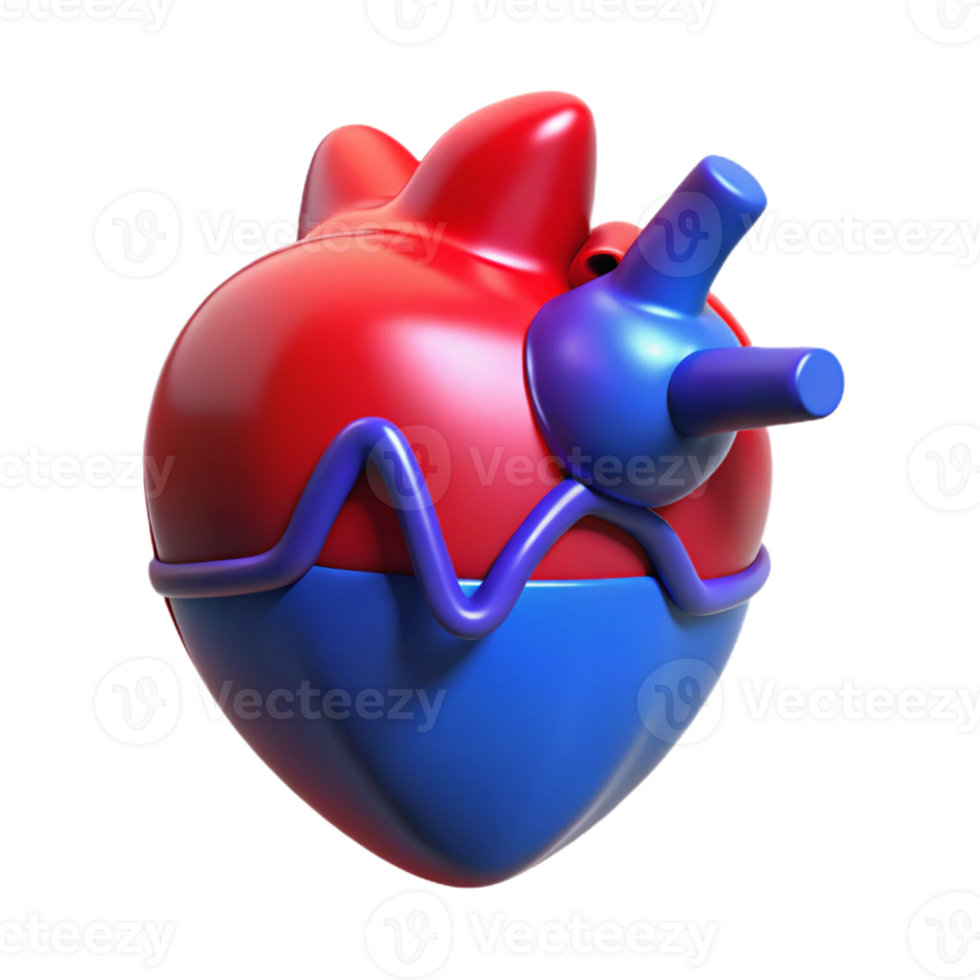 elegant vintage A digital representation of a human heart beating, glowing red and blue, medical illustration style detailed png