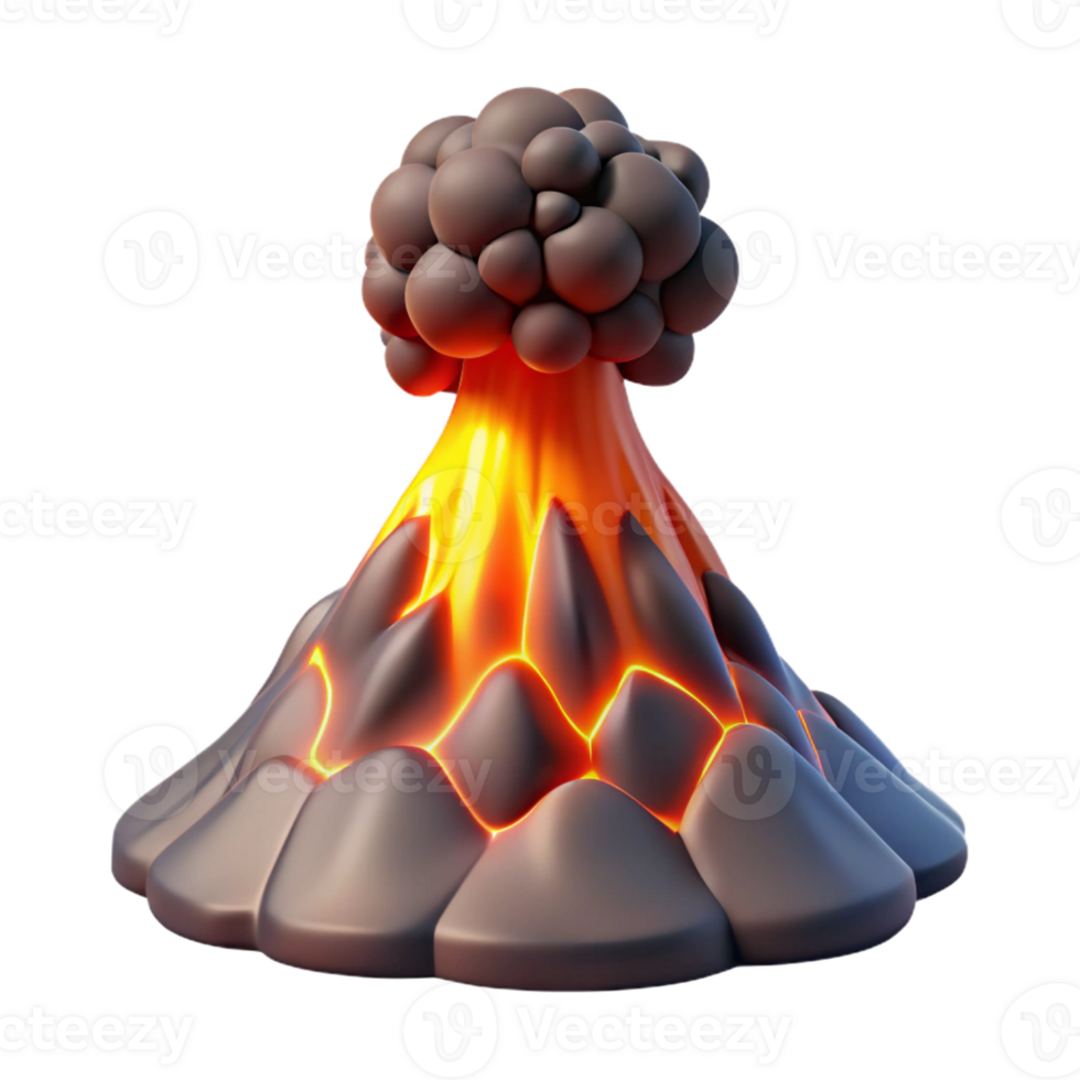extraordinary artistic A volcanic eruption spewing lava and ash, dramatic lighting, realistic style genuine png