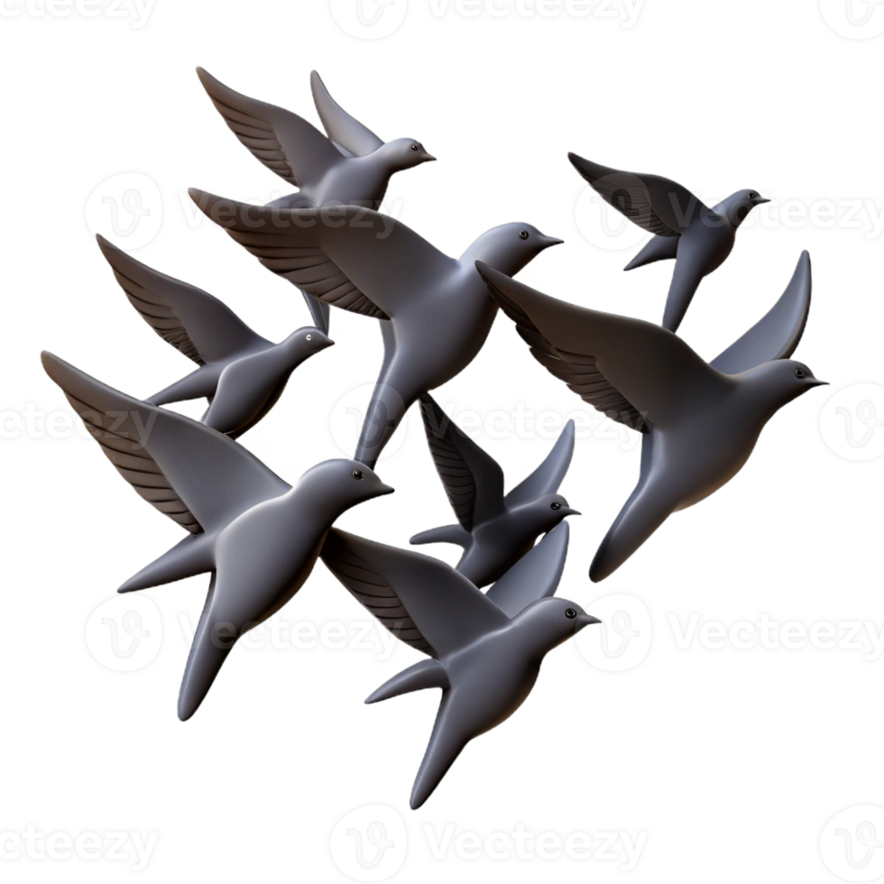 stunning abstract A flock of birds flying in formation, sunset sky, silhouette style exclusive png