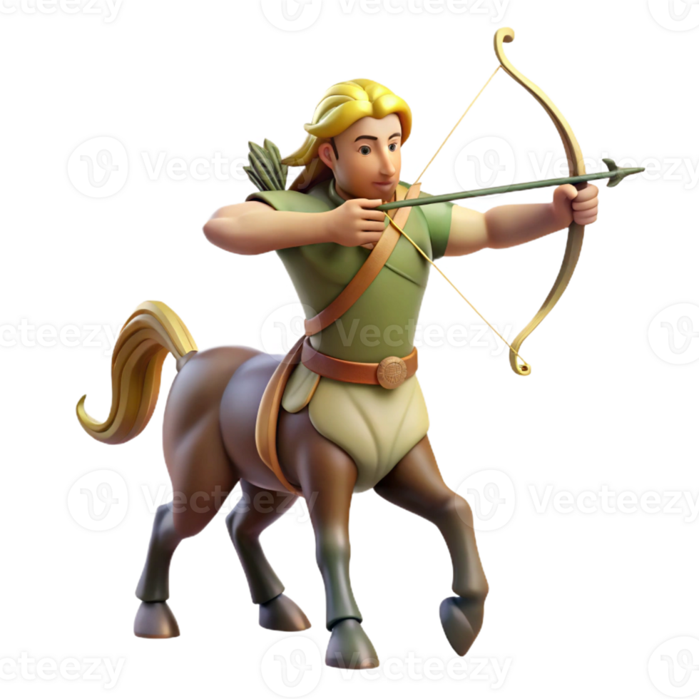 extraordinary traditional A wise old centaur with a bow and arrow, aiming at a distant target. Classical painting style, warm lighting authentic png