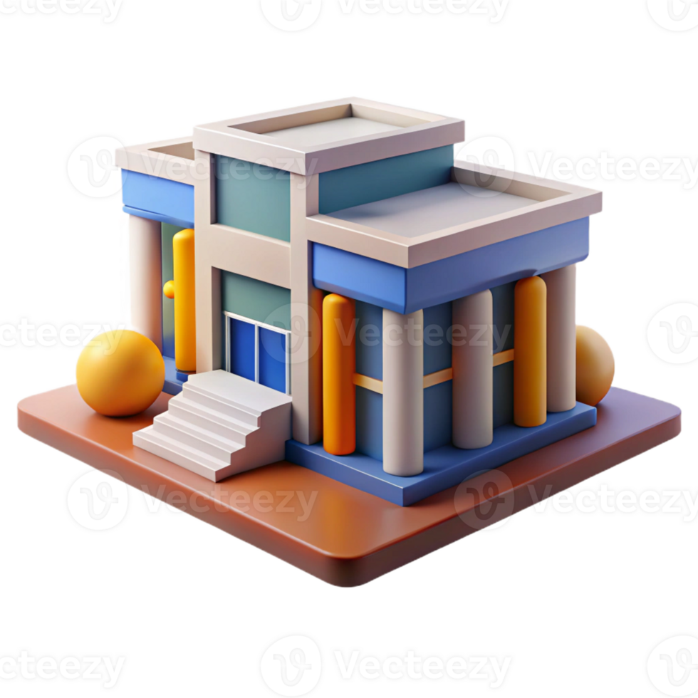wonderful creative Bauhaus school building, geometric forms, functional design, minimalist style professional png