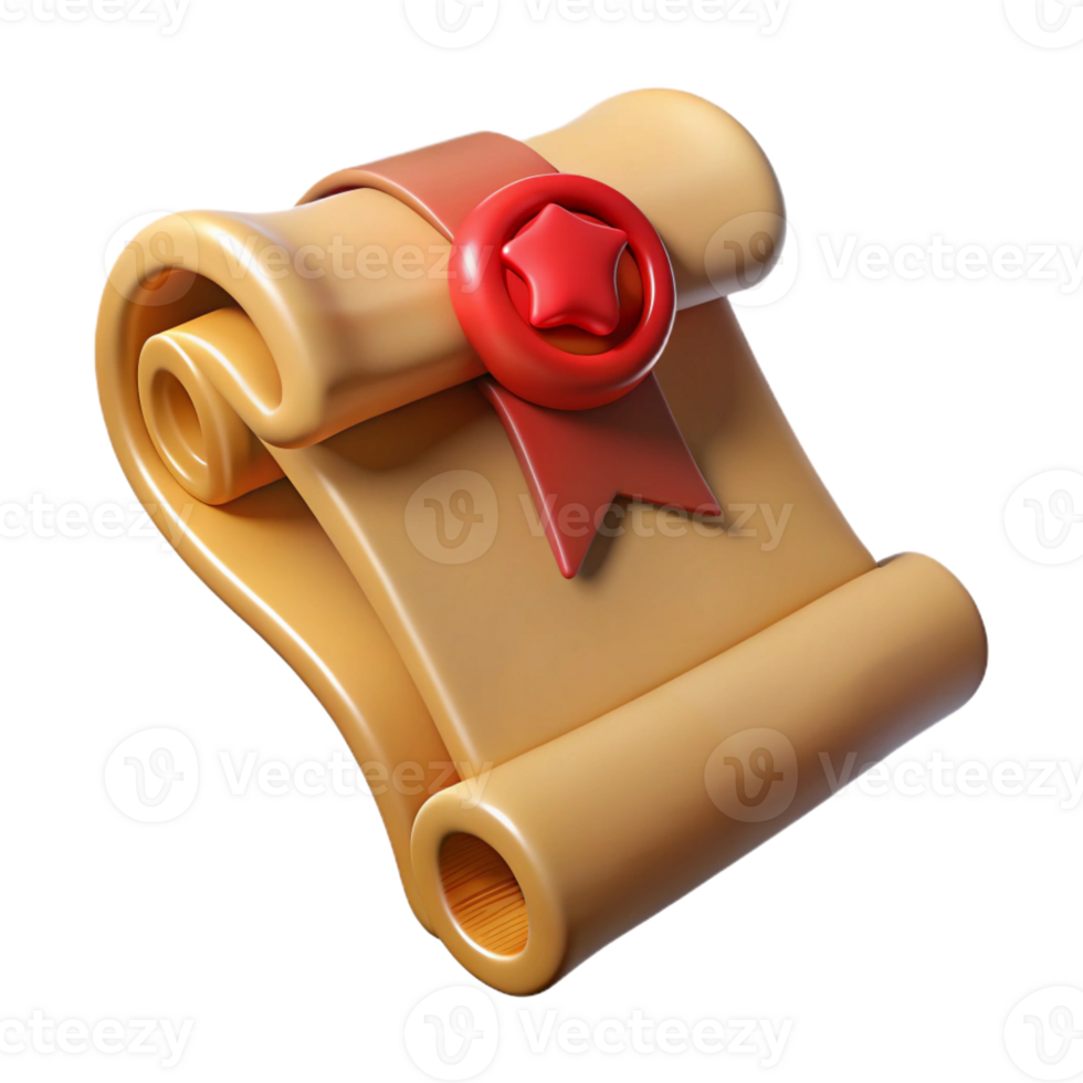 serene modern A medieval scroll with a wax seal, detailed calligraphy, realistic texture, soft lighting high quality png