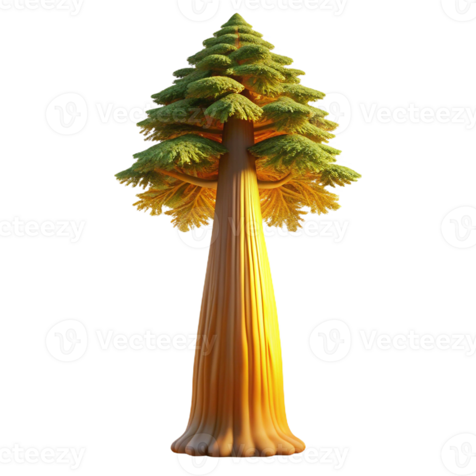 serene vintage A giant sequoia tree reaching towards the sky, soft golden light, majestic style exclusive png