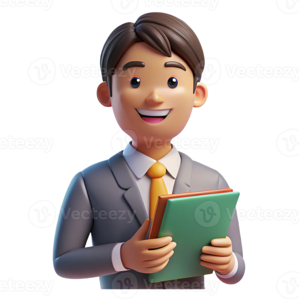 extraordinary traditional Portrait of a teacher with a kind smile, holding a book, lit by the warm light of a classroom, in a classic portrait style 4K png