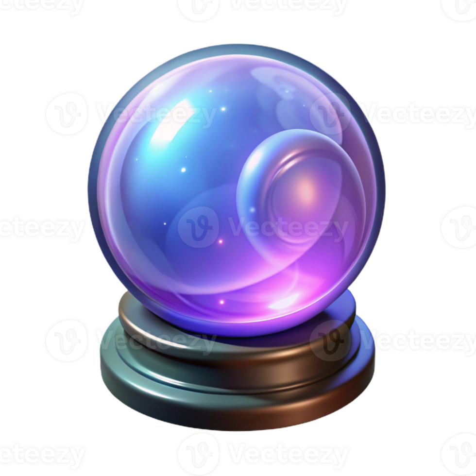 vibrant modern A mystical crystal ball revealing visions of the future, swirling with magical energy, mysterious and intriguing style genuine png