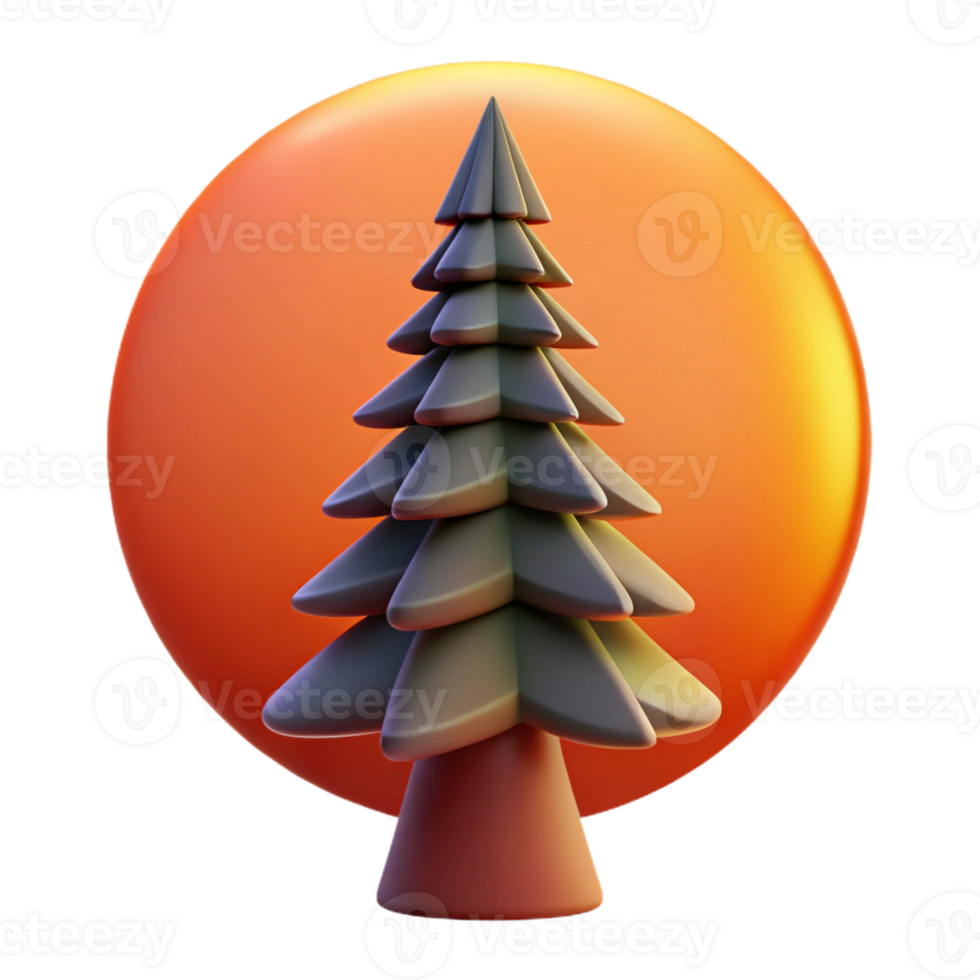 dramatic contemporary A solitary pine tree silhouetted against a fiery sunset, minimalist style high quality png