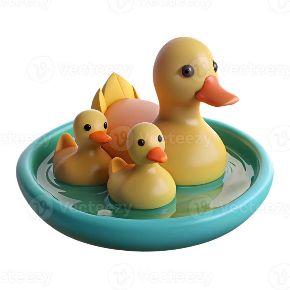 elegant abstract A family of ducks swimming in a pond, calm water, peaceful style professional png