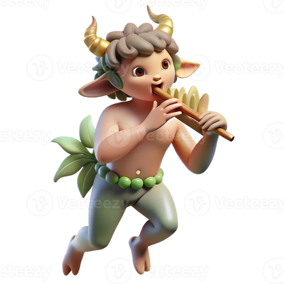 wonderful modern A mischievous satyr playing a pan flute, surrounded by dancing nymphs. Soft, dappled lighting. Rococo style high resolution png
