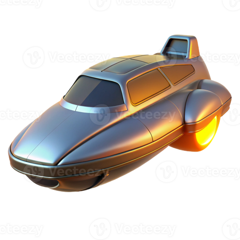 wonderful modern A futuristic, levitating vehicle with sleek, aerodynamic lines, bathed in the warm glow of a setting sun on a Martian landscape. Photorealistic style high quality png