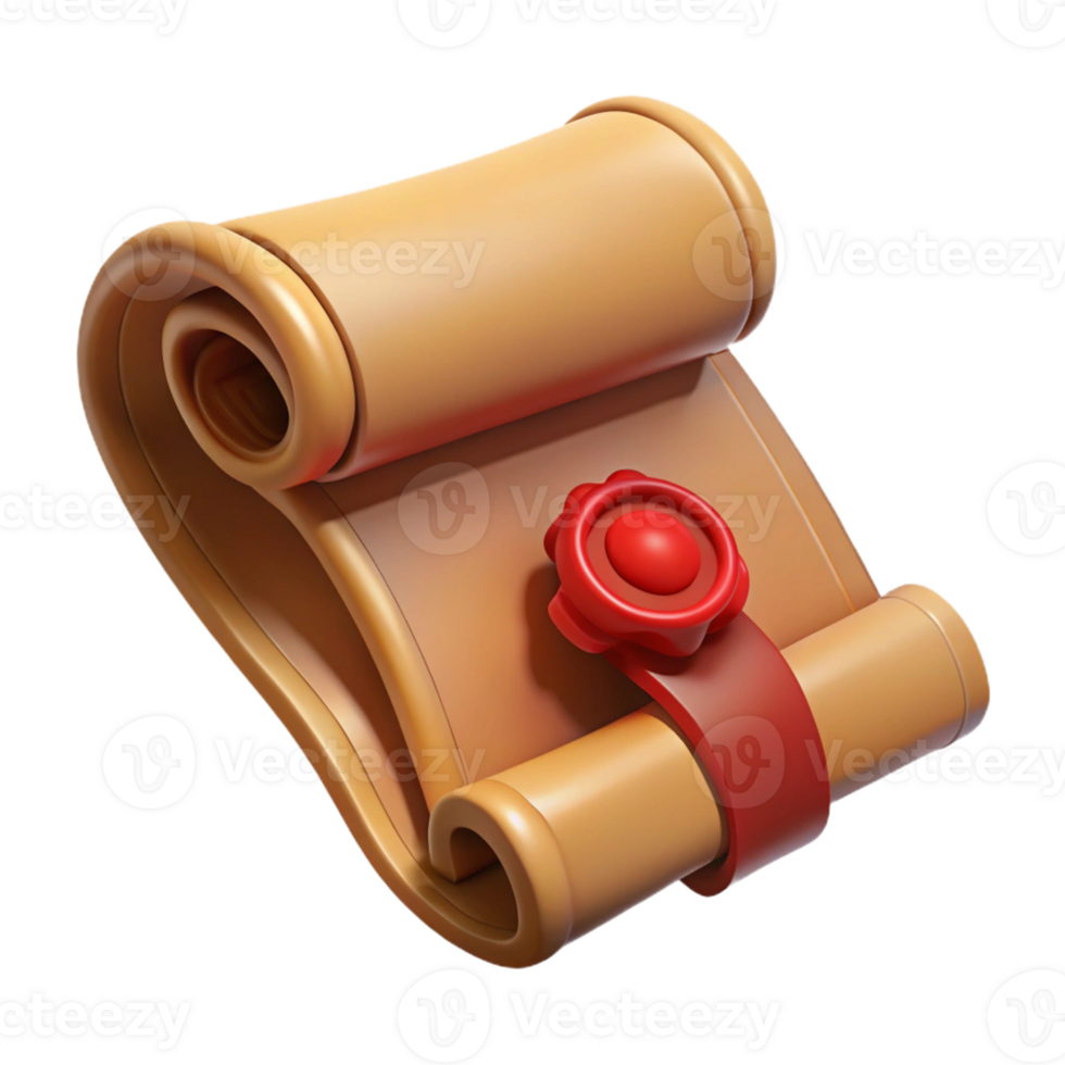 extraordinary minimalist A medieval scroll with a wax seal, detailed calligraphy, realistic texture, soft lighting premium png