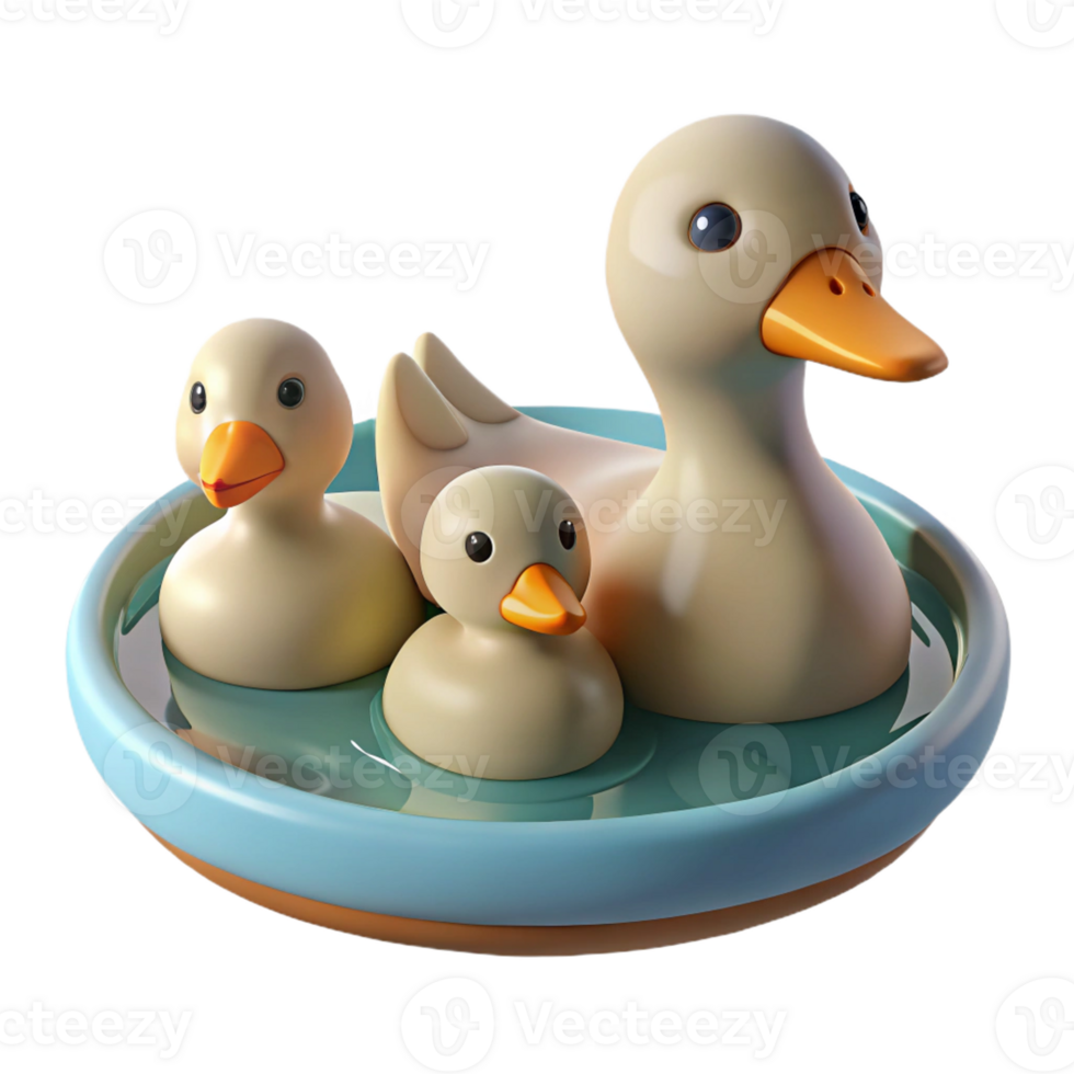 stunning minimalist A family of ducks swimming in a pond, calm water, peaceful style exclusive png