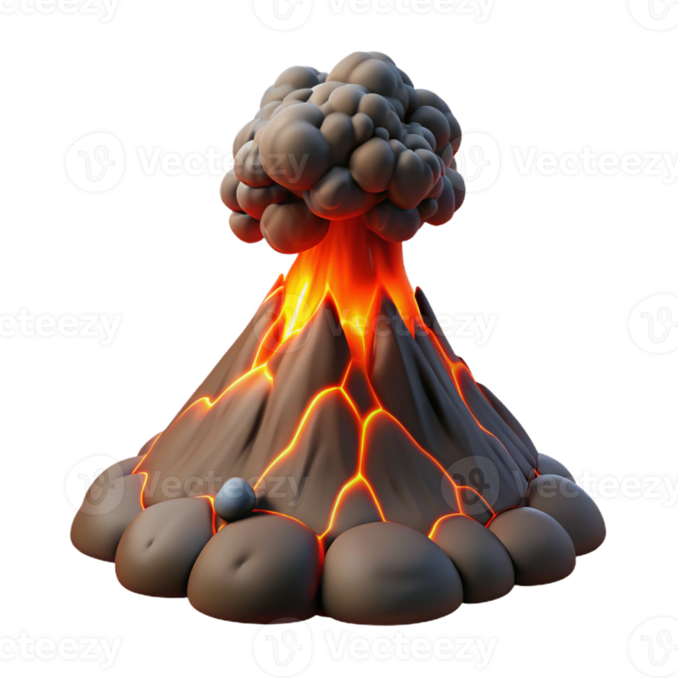 stunning abstract A volcanic eruption spewing lava and ash, dramatic lighting, realistic style 4K png