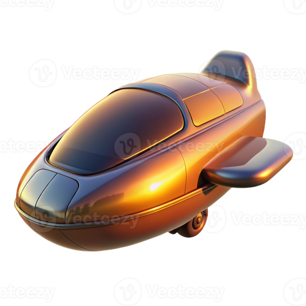 extraordinary creative A futuristic, levitating vehicle with sleek, aerodynamic lines, bathed in the warm glow of a setting sun on a Martian landscape. Photorealistic style original png
