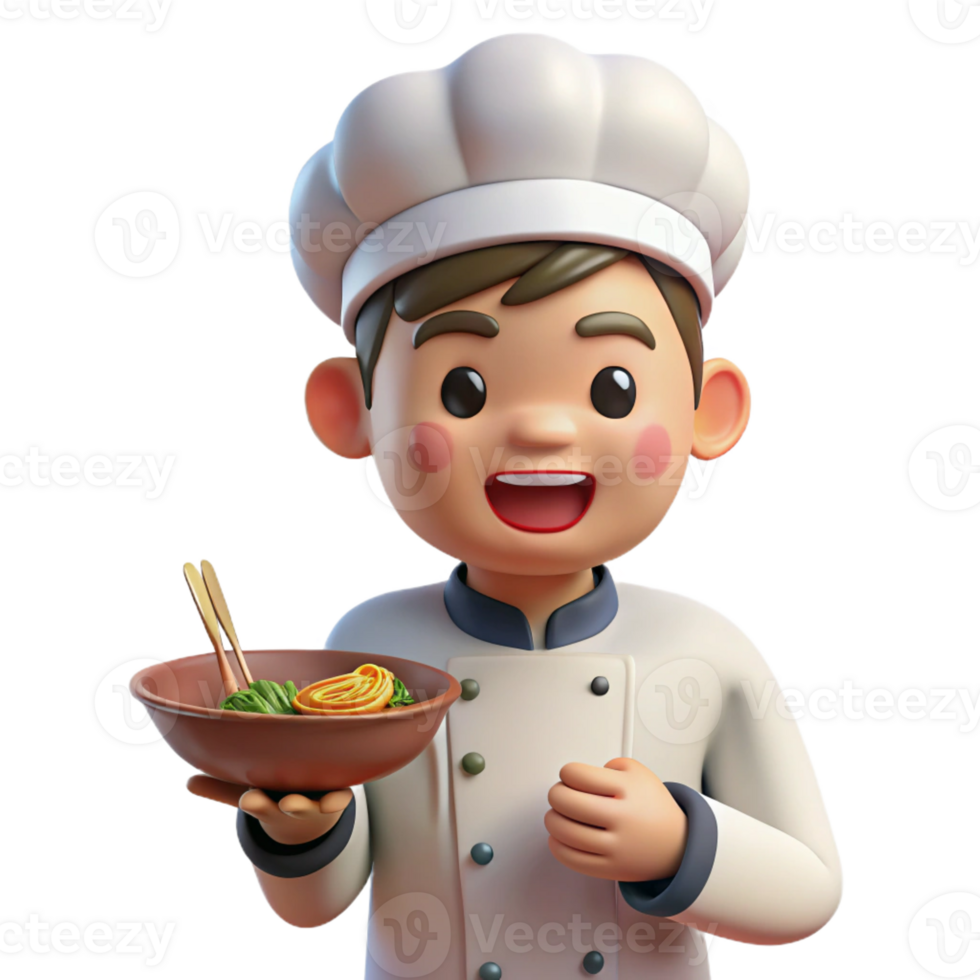 vibrant rustic A cheerful anime chef with a bright smile, holding a plate of steaming ramen, warm, inviting lighting, in the style of a slice-of-life anime high resolution png