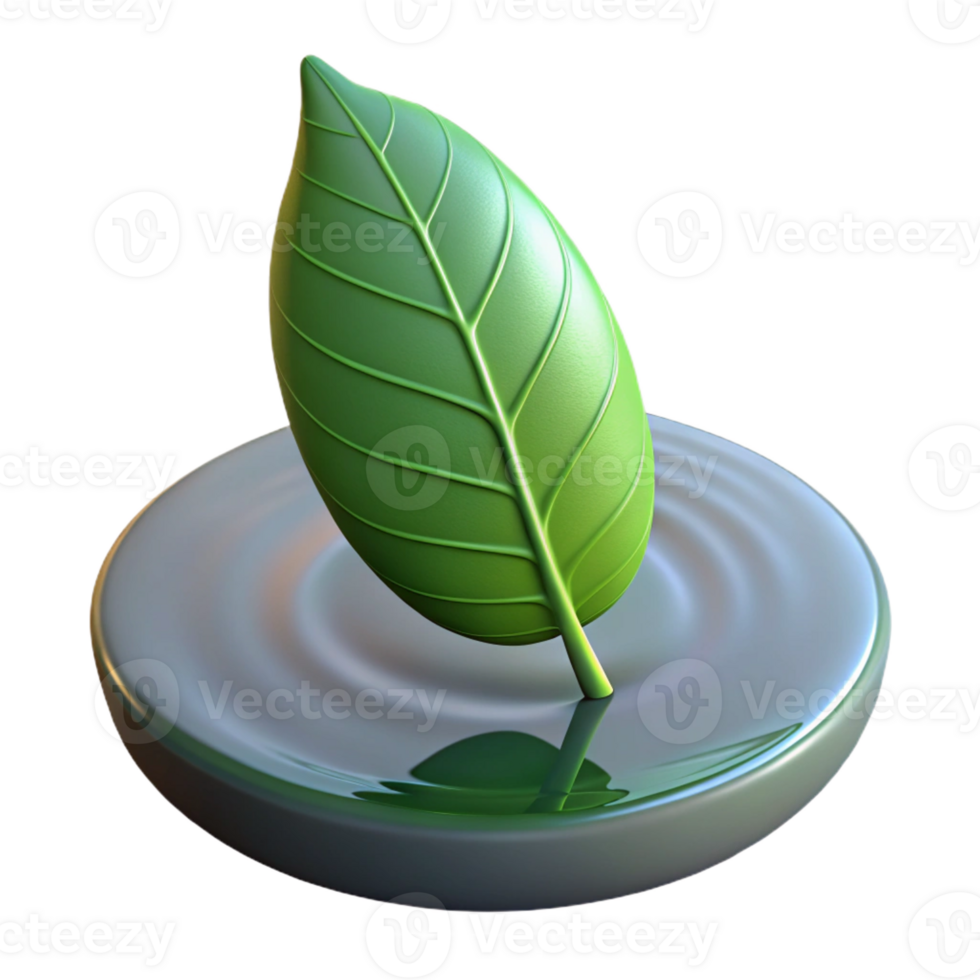 magnificent artistic A single leaf floating on a still pond, reflective lighting, minimalist style premium png