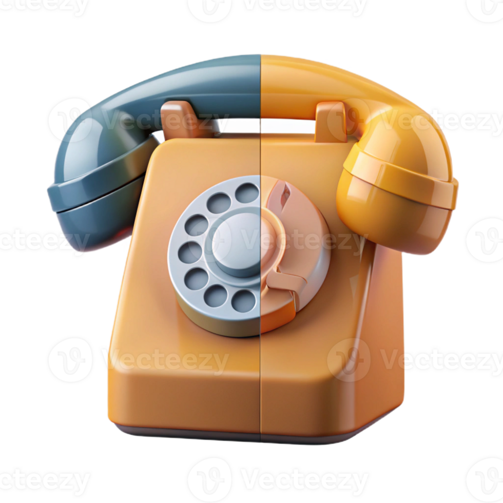 dramatic vintage A vintage rotary telephone morphing into a sleek, modern smartphone, split-screen composition, warm, nostalgic lighting, surreal style original png