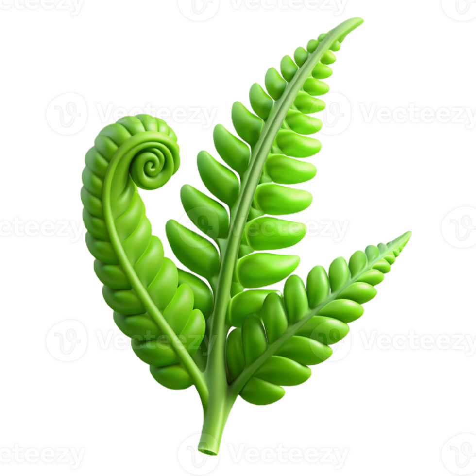 vibrant creative A lush green fern unfurling, soft diffused light, botanical illustration style high quality png