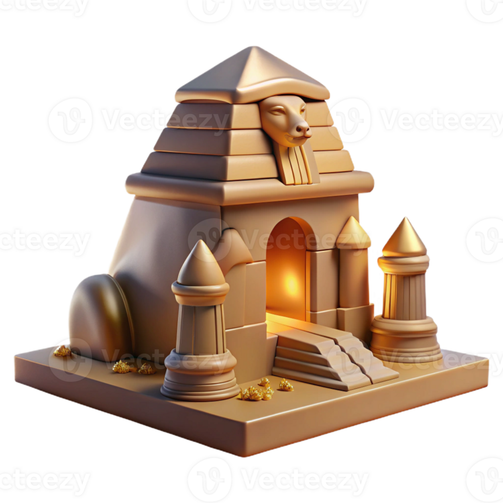 elegant traditional A mysterious sphinx guarding an ancient temple, its gaze fixed on the horizon. Egyptian-inspired style, warm lighting 4K png