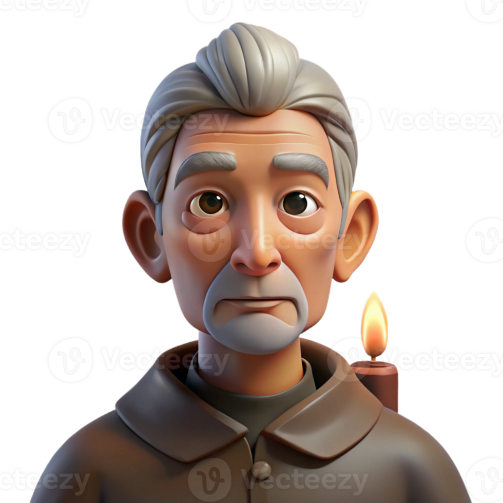 elegant abstract Portrait of an elderly man with deep wrinkles and a thoughtful expression, illuminated by a single candle, in the style of a Caravaggio chiaroscuro painting detailed png