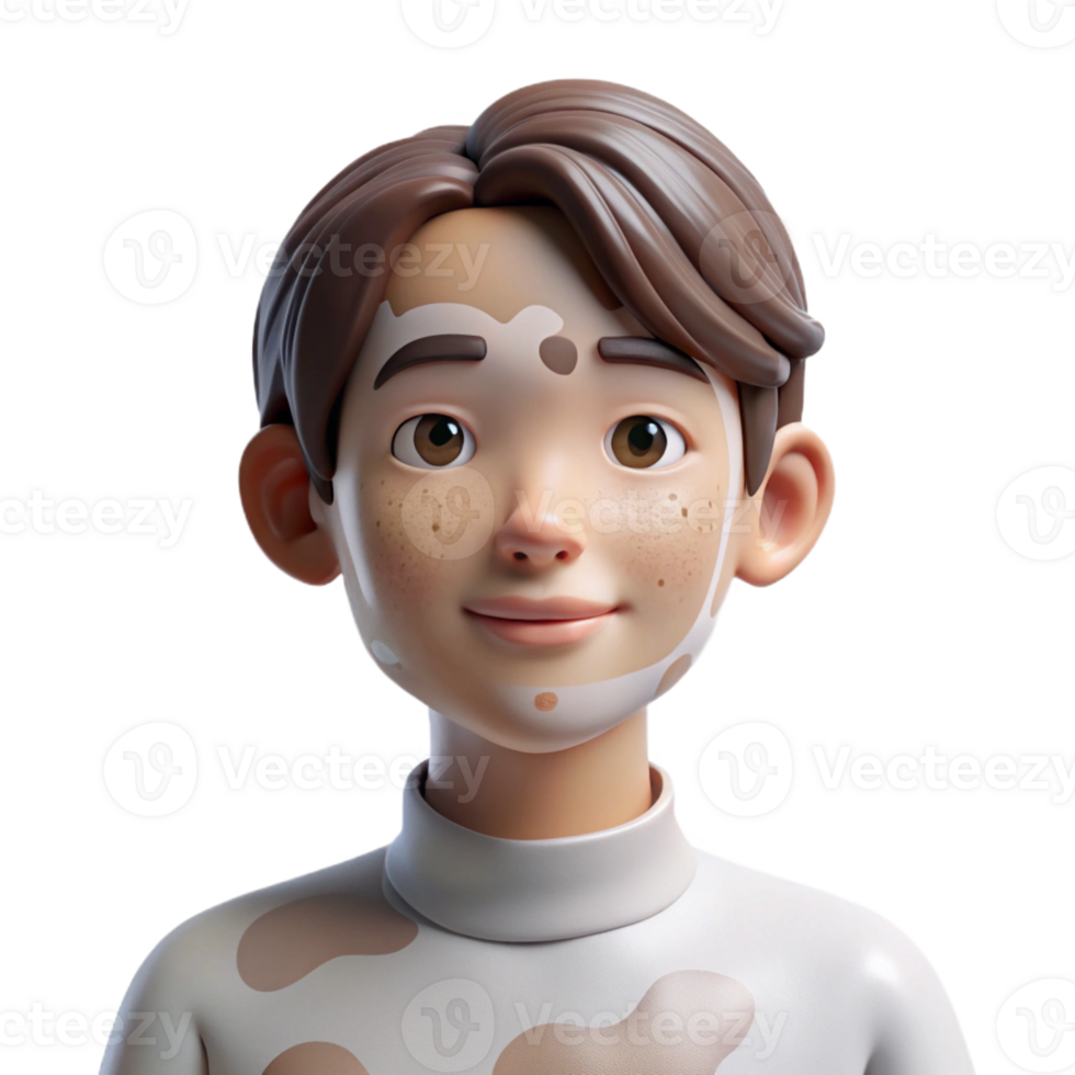 extraordinary abstract Portrait of a person with vitiligo, showcasing the unique patterns on their skin, lit by soft, diffused light, in a naturalistic photographic style detailed png