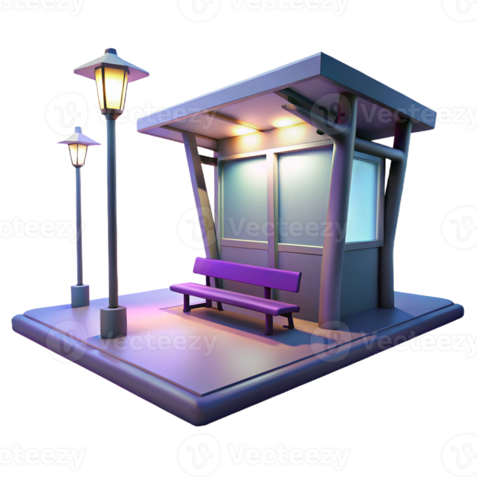 impressive artistic A desolate bus stop in a deserted urban landscape, dim twilight lighting, melancholic atmosphere, surreal style authentic png