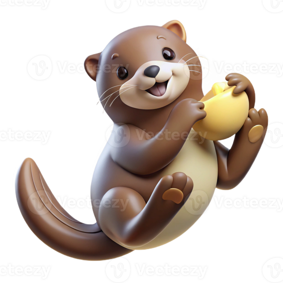 stunning minimalist A playful sea otter floating on its back, holding a seashell. Soft, diffused lighting and playful pose. Wildlife photography style high quality png