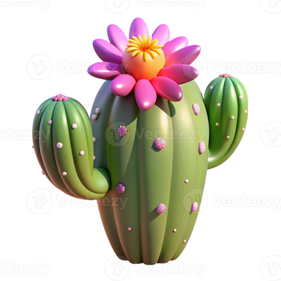 serene minimalist A desert cactus in bloom under the scorching midday sun, vibrant colors, photorealistic style 4K png