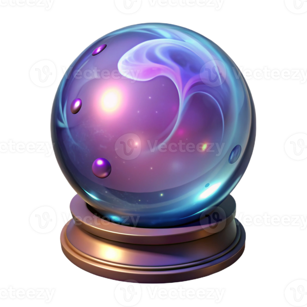magnificent creative A mystical crystal ball revealing visions of the future, swirling with magical energy, mysterious and intriguing style exclusive png