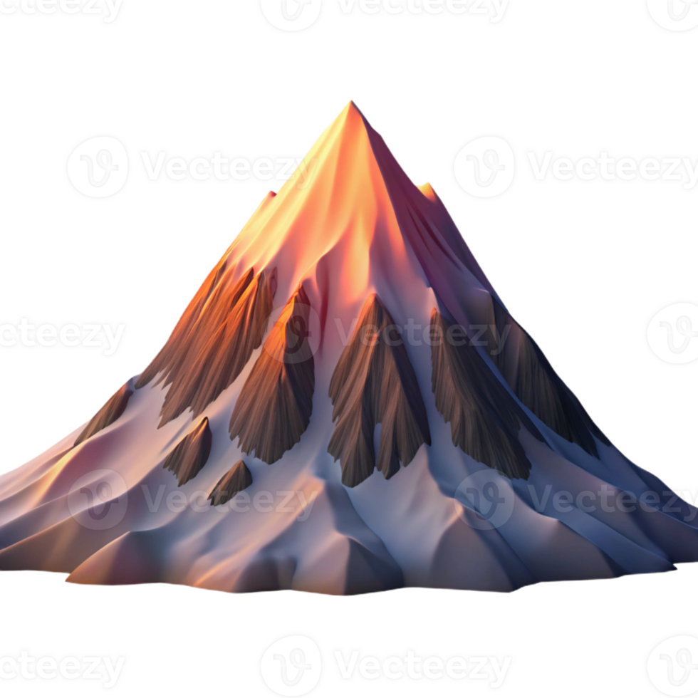 extraordinary modern A majestic snow-capped mountain peak at sunset, dramatic lighting, Romantic landscape painting style genuine png