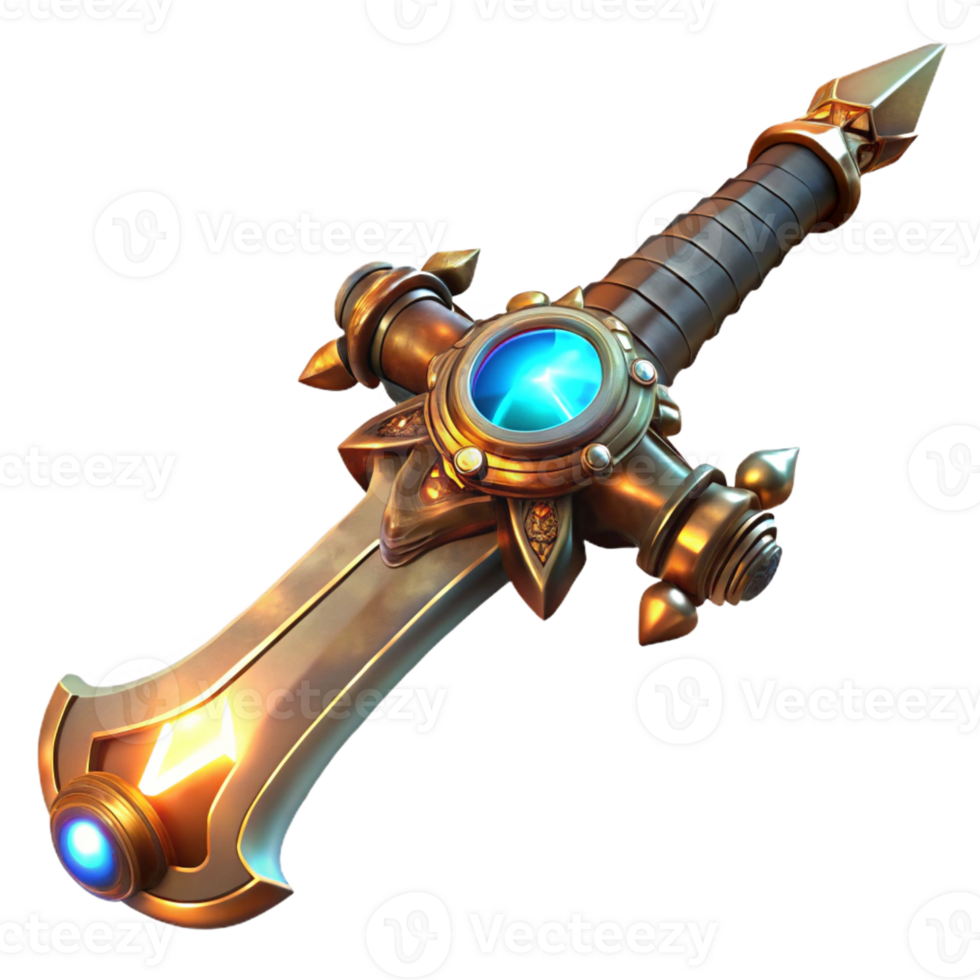 wonderful minimalist Steampunk sword, intricate engravings, glowing energy core in the hilt, held aloft, dramatic lighting, highly detailed, cinematic exclusive png