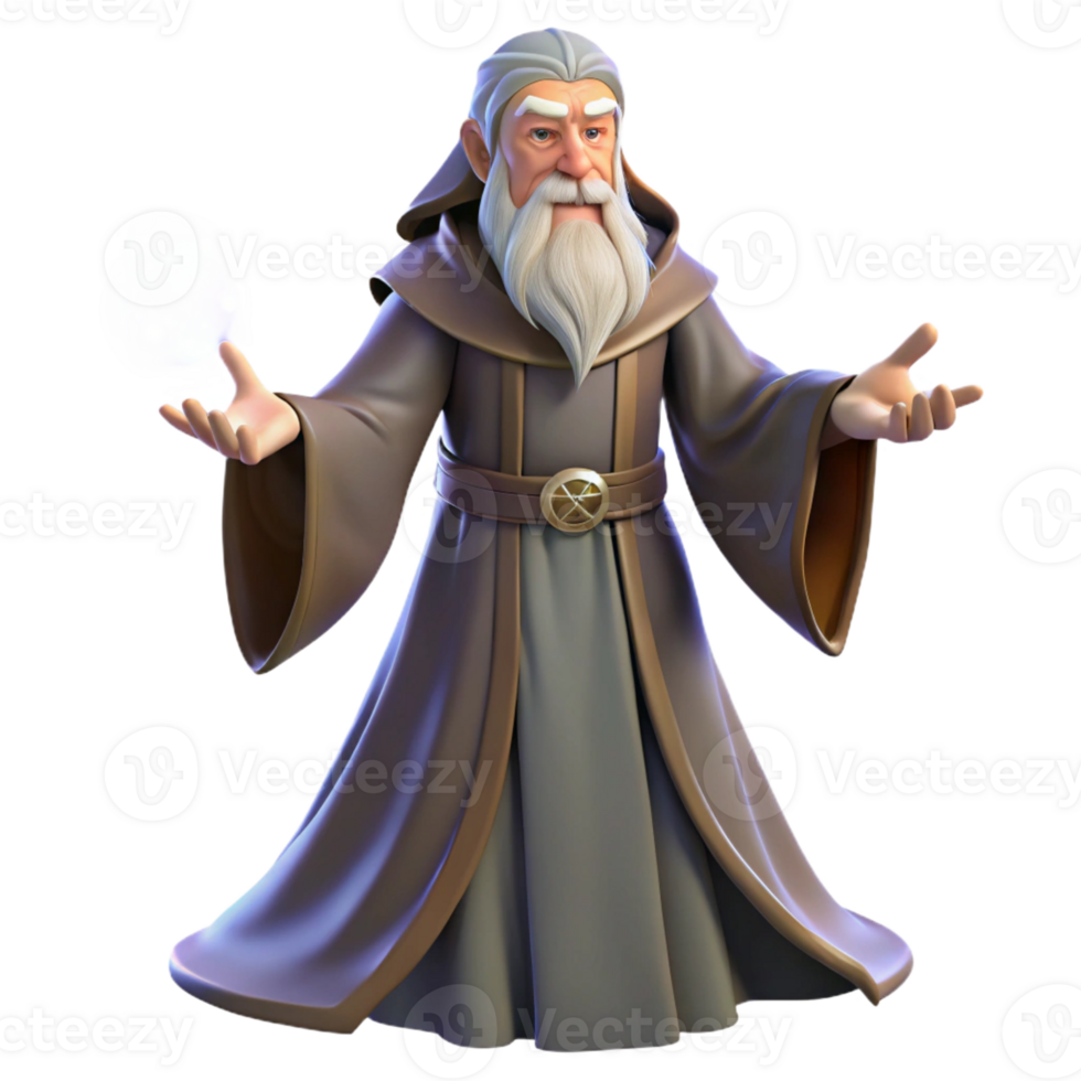 wonderful vintage A wise old wizard with a long white beard and intricate robes, casting a spell with glowing runes floating around his hands. Rembrandt lighting. Baroque style exclusive png