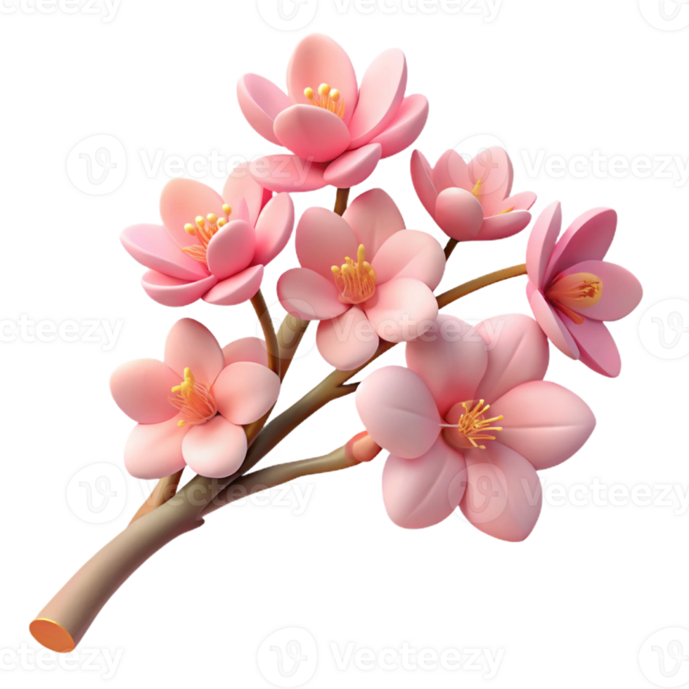 elegant rustic A branch covered in cherry blossoms in full bloom, soft pink light, Japanese woodblock print style original png
