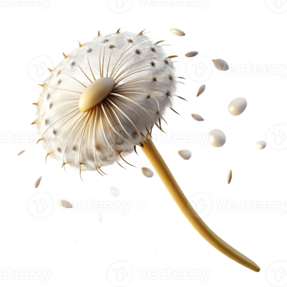 impressive rustic A lone dandelion seedhead with seeds blowing in the wind, soft diffused light, macro photography style exclusive png