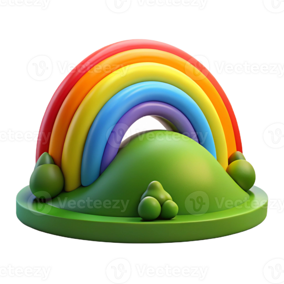 extraordinary creative A vibrant rainbow arcing over a lush green valley, dramatic lighting, vibrant style original png