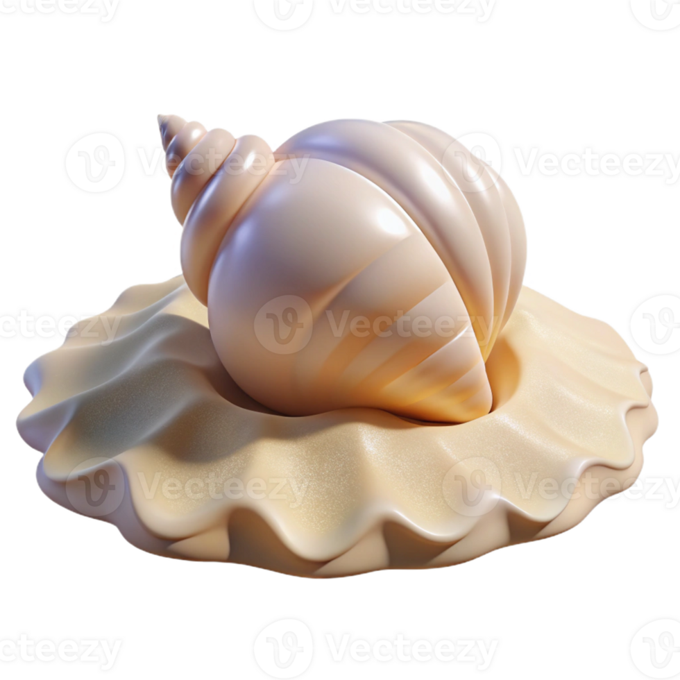 elegant creative A seashell resting on white sand, soft, diffused lighting, minimalist style 4K png