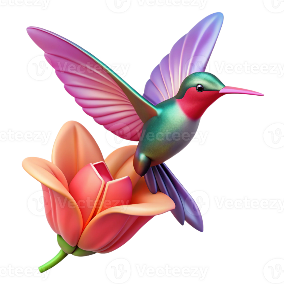 serene vintage A tiny hummingbird hovering near a vibrant flower, wings blurred in motion, captured in macro photography style with shallow depth of field high resolution png
