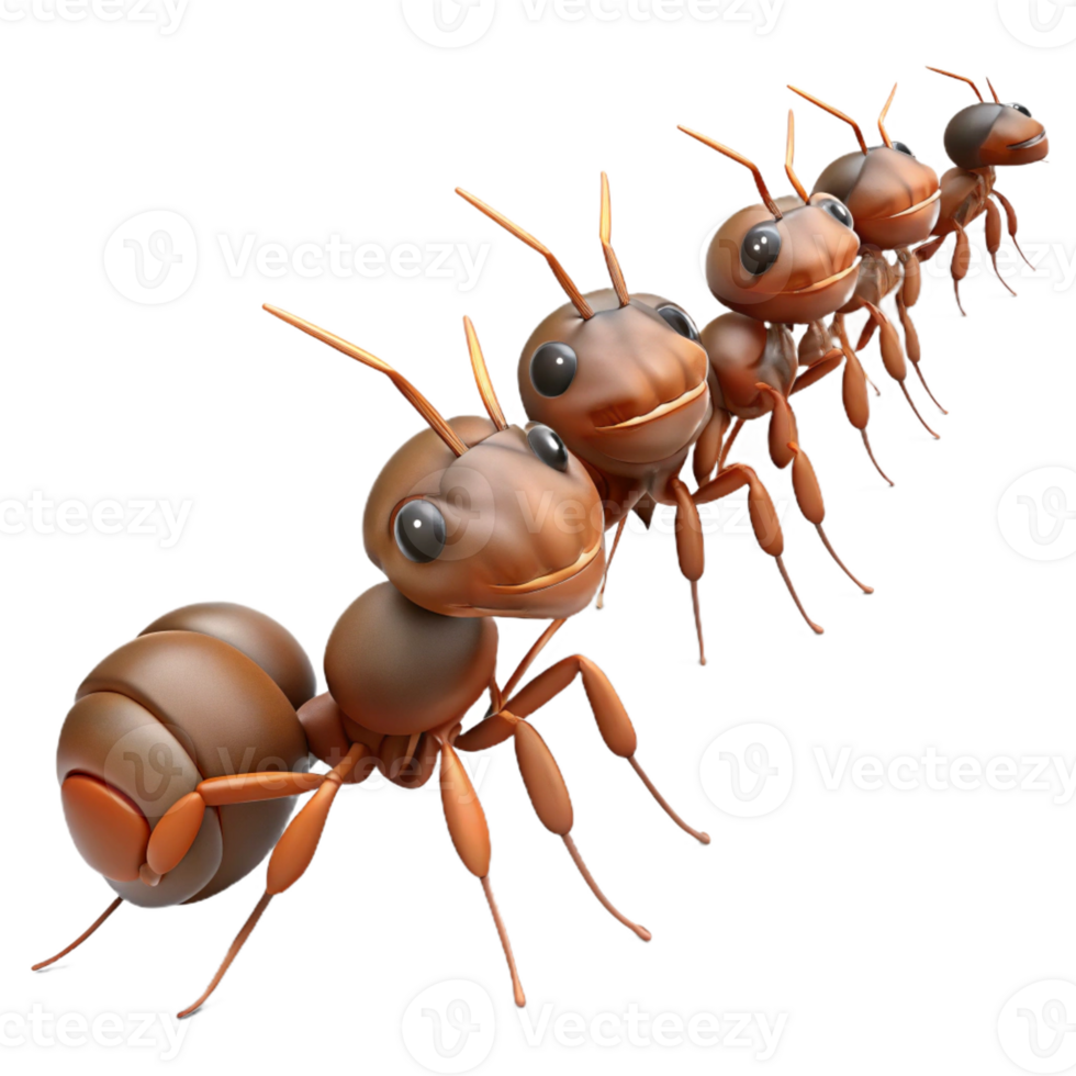 wonderful traditional A colony of ants marching in a line, carrying food back to their nest, rendered in a detailed, naturalistic style original png