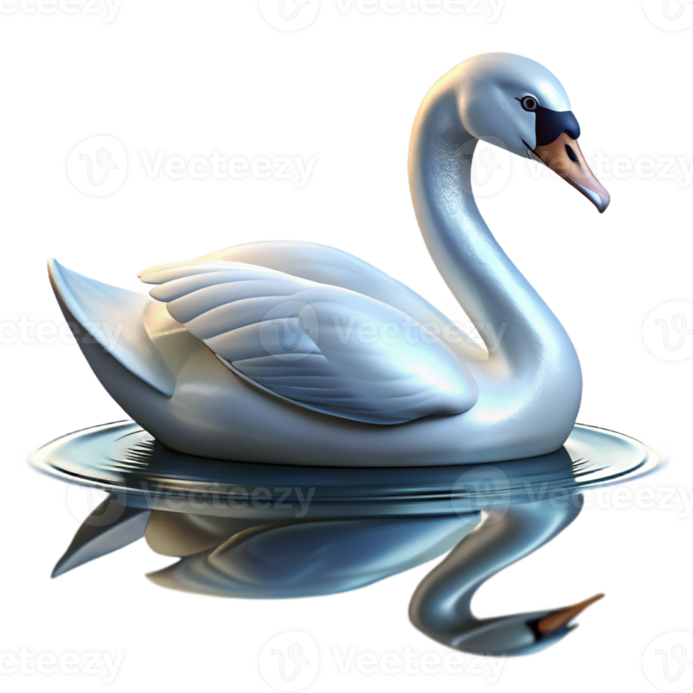 beautiful rustic A graceful swan gliding across a calm lake, its reflection shimmering in the water. Elegant, serene style high quality png