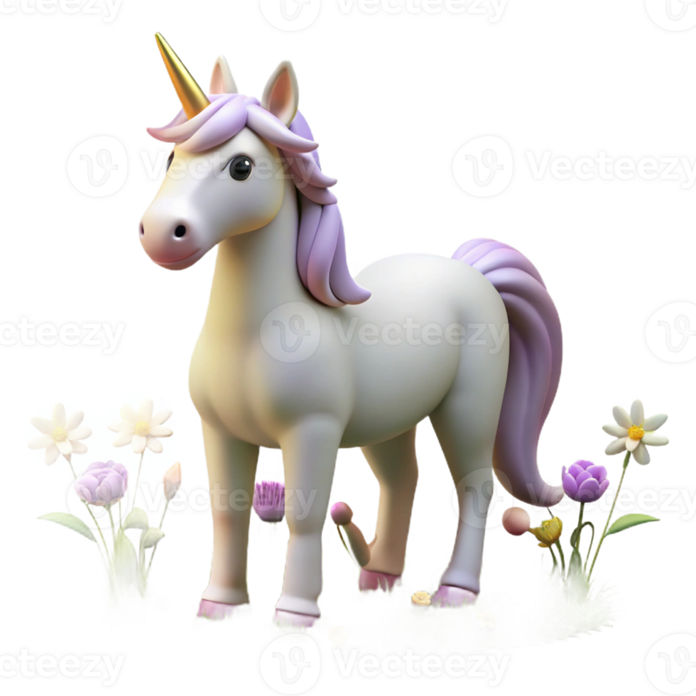 stunning classic A serene unicorn with a pearlescent horn, grazing in a field of wildflowers. Soft, golden sunlight. Dreamlike style original png