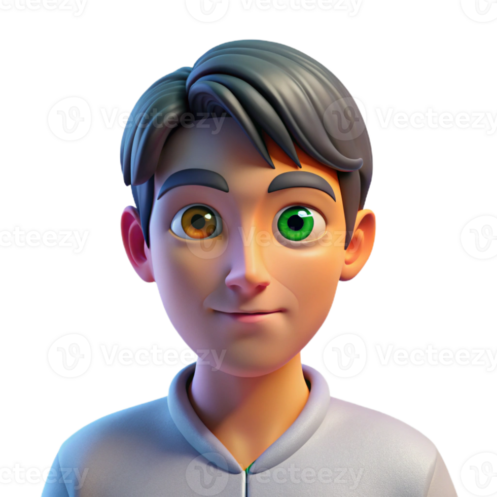 beautiful creative Portrait of a person with heterochromia, showcasing their different colored eyes, lit by a dramatic split lighting, in a surreal style exclusive png